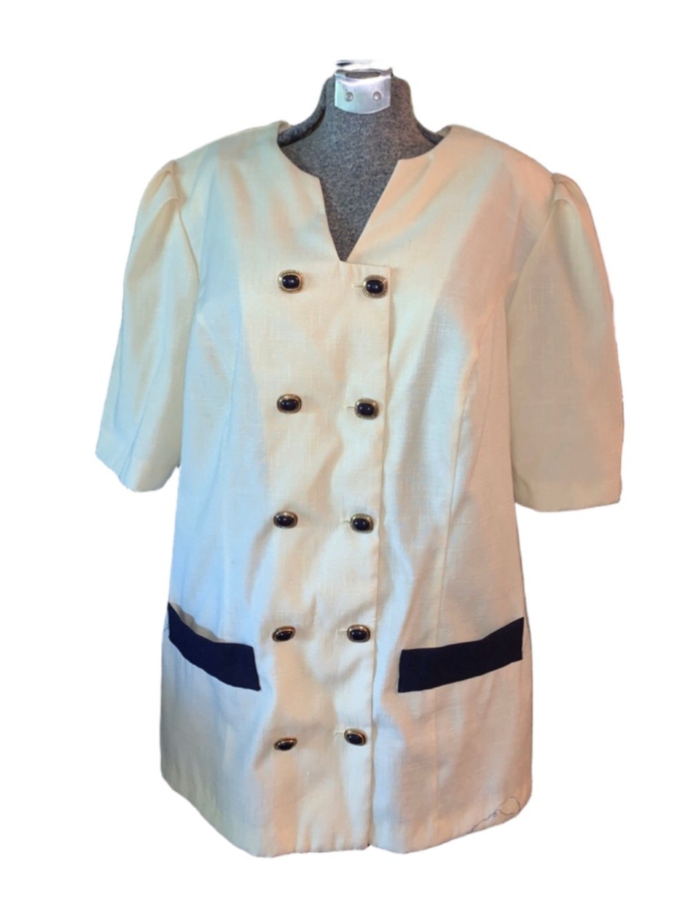 Women's IMAGE Cream & blackDouble-Breasted Blazer blouse 20W